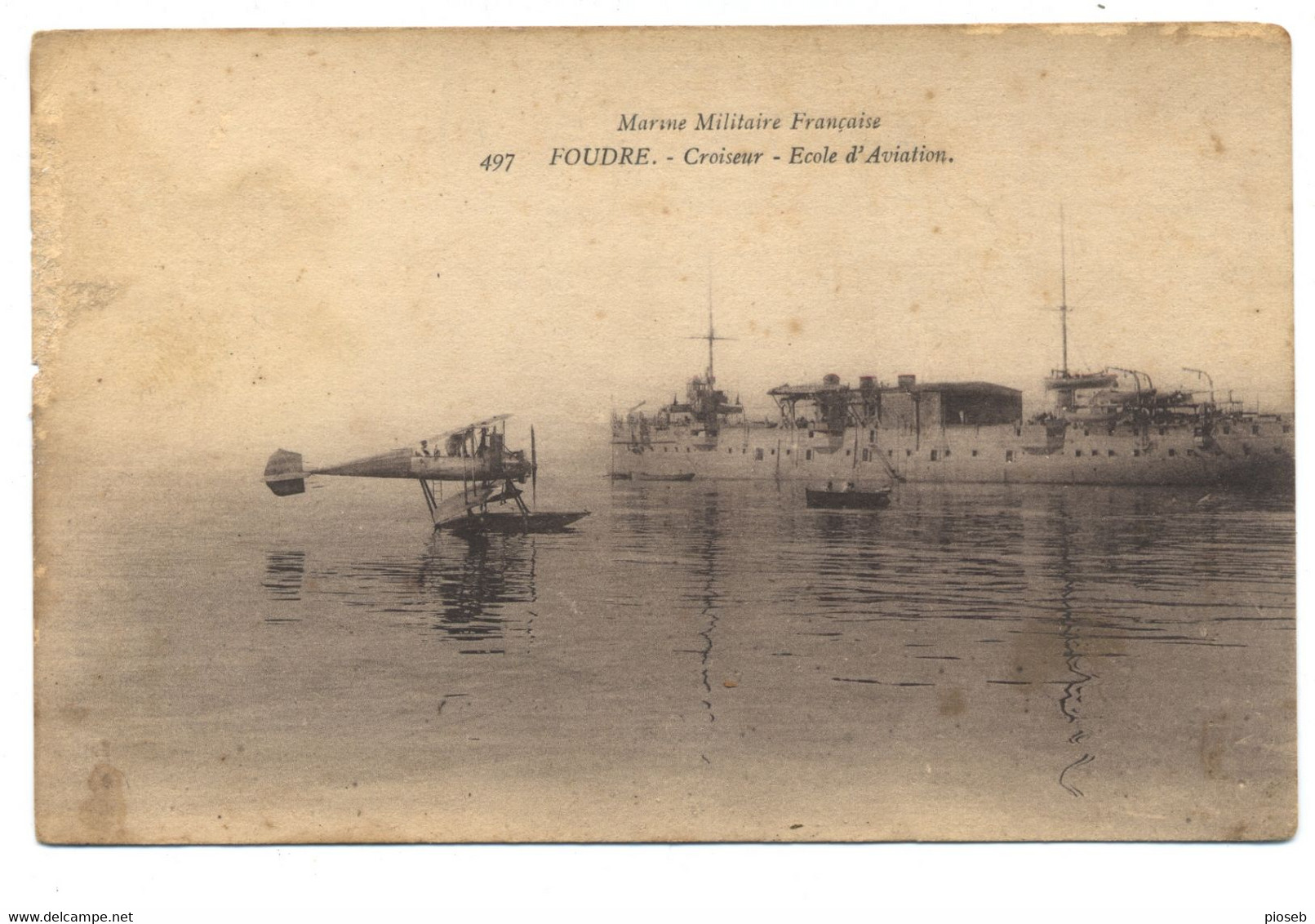 Marine Militaire Française FOUDRE Croiseur école / Hydravion - Guerre