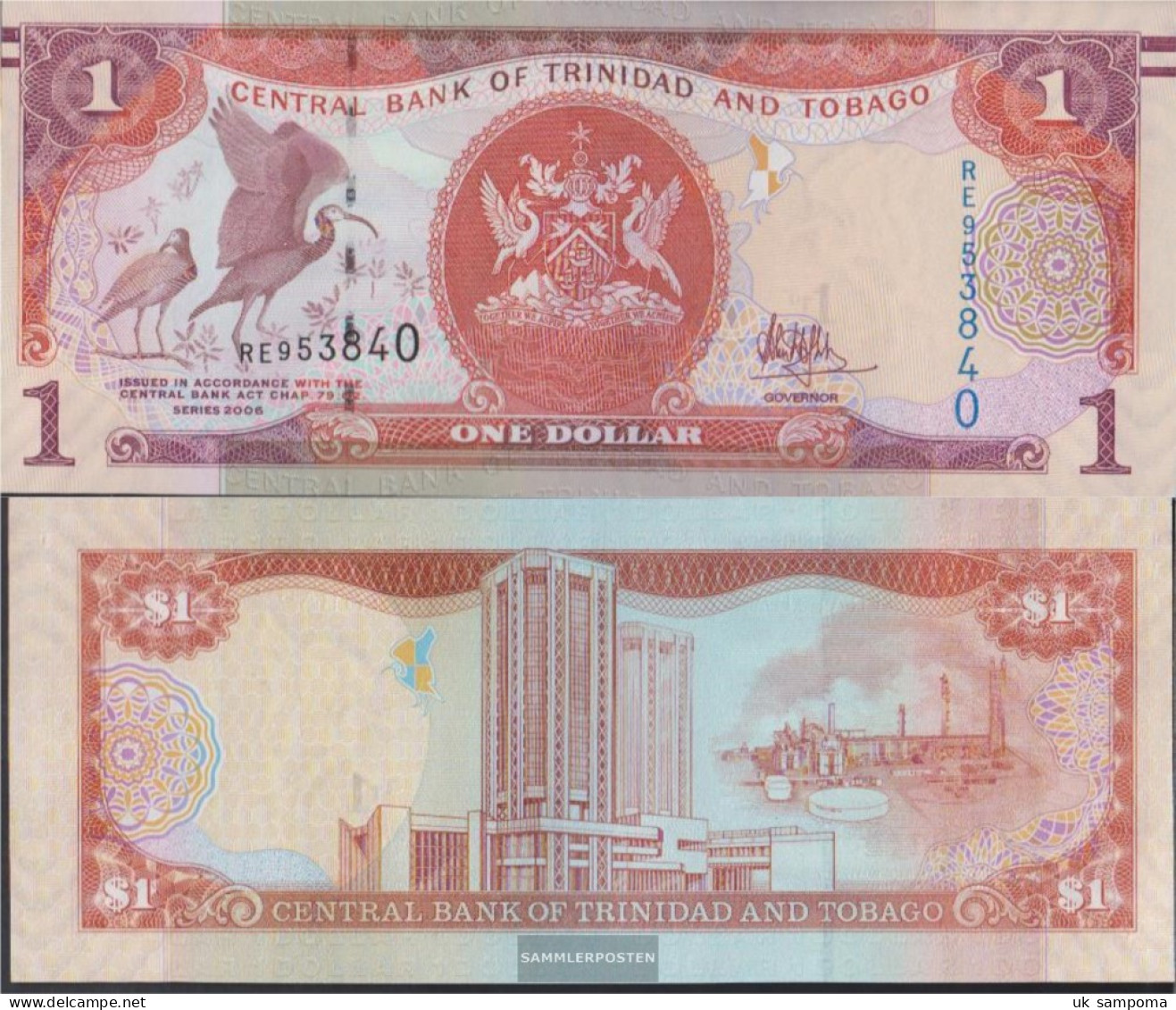 Trinidad And Tobago Pick-number: 46, Signature 10 Uncirculated 2006 1 US Dollars - Trinidad & Tobago