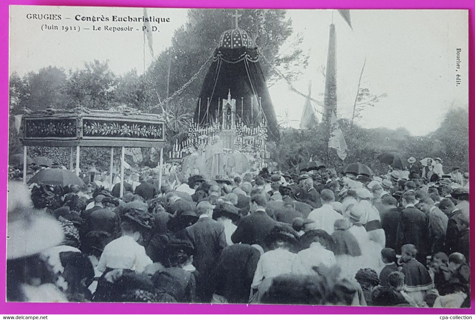 Cpa Grugies Congrès Eucharistique 1911 Le Reposoir Carte Postale 02 Aisne Rare Proche Saint Quentin St - Grugies