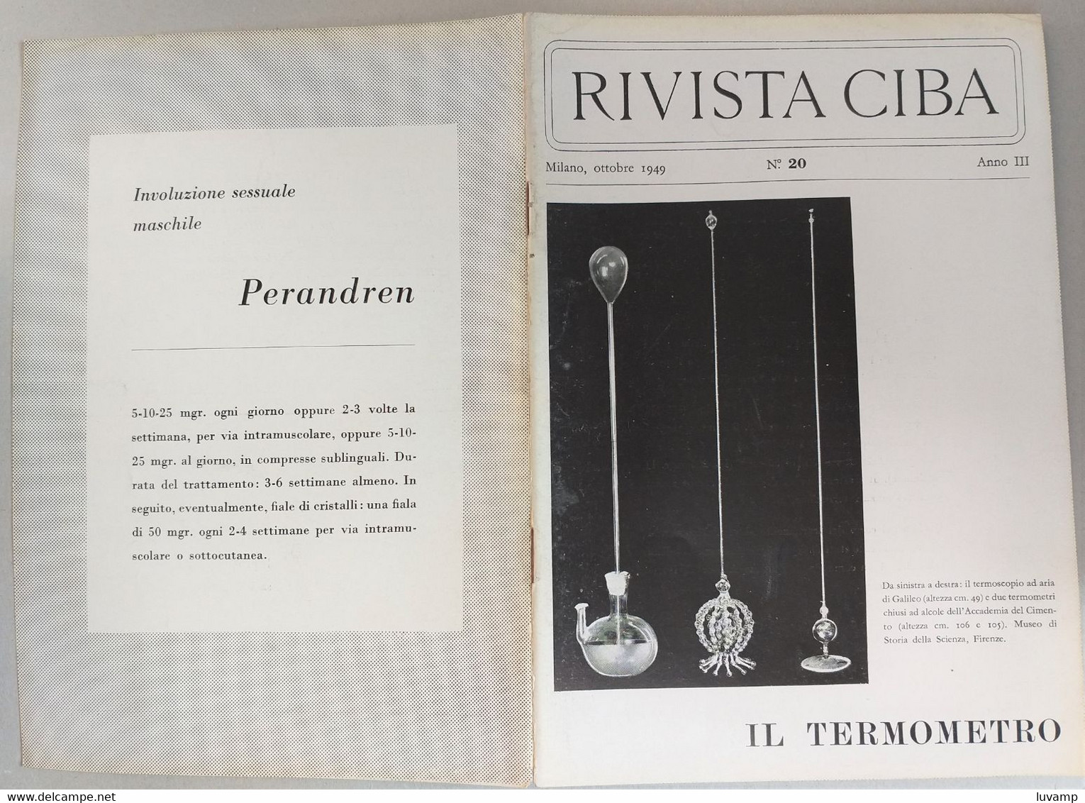 RIVISTA  DI MEDICINA CIBA  - IL TERMOMETRO  N. 20 ( CART 77) - Salud Y Belleza