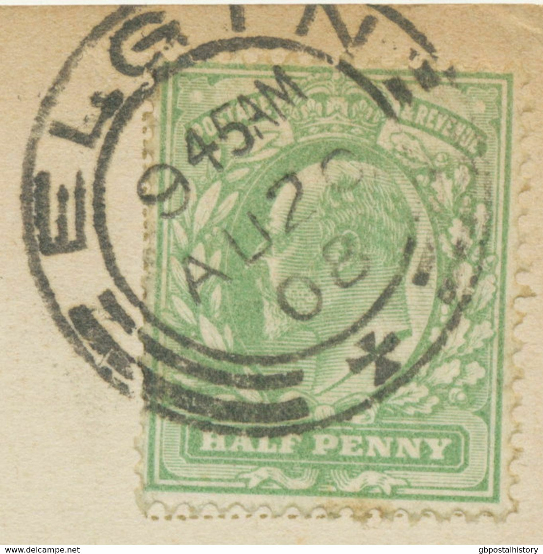 GB SCOTTISH VILLAGE POSTMARKS „ELGIN“ Very Fine Strike (24mm, Time Code „9 45AM“) On Vf Pc (Westerton House, Pluscarden) - Schottland