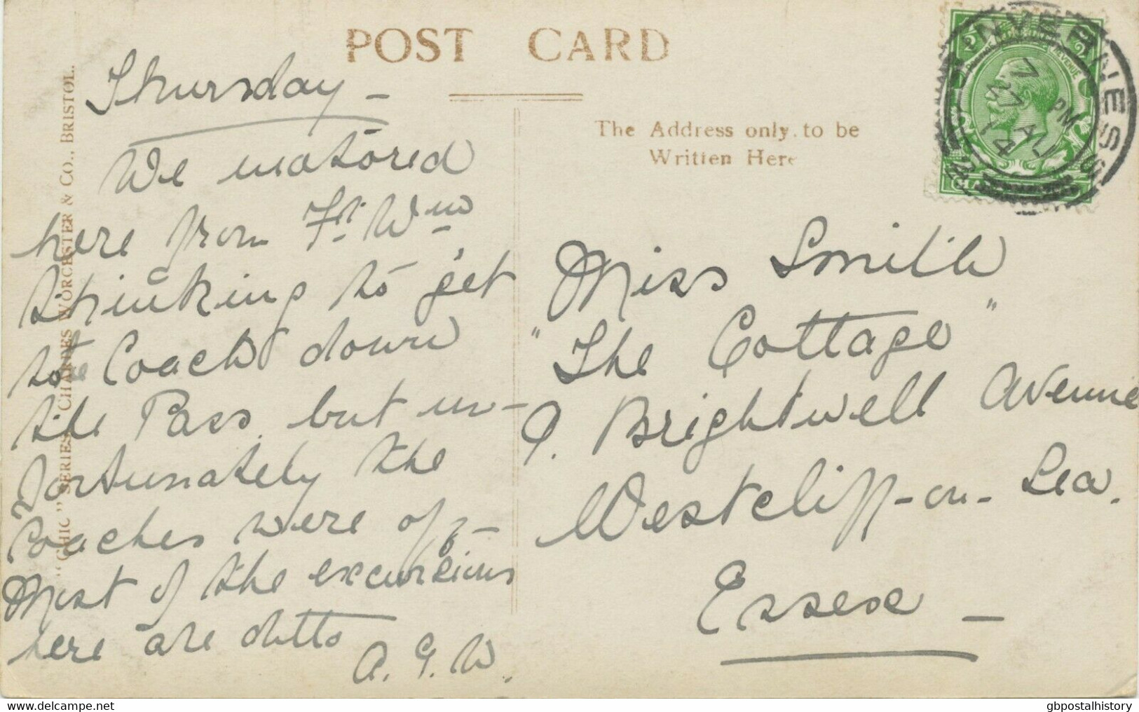 GB SCOTTISH VILLAGE POSTMARKS „INVERNESS / 2“ Superb Strike (25mm, Time Code „7 PM“) On Very Fine RP Postcard 1914 - Schotland