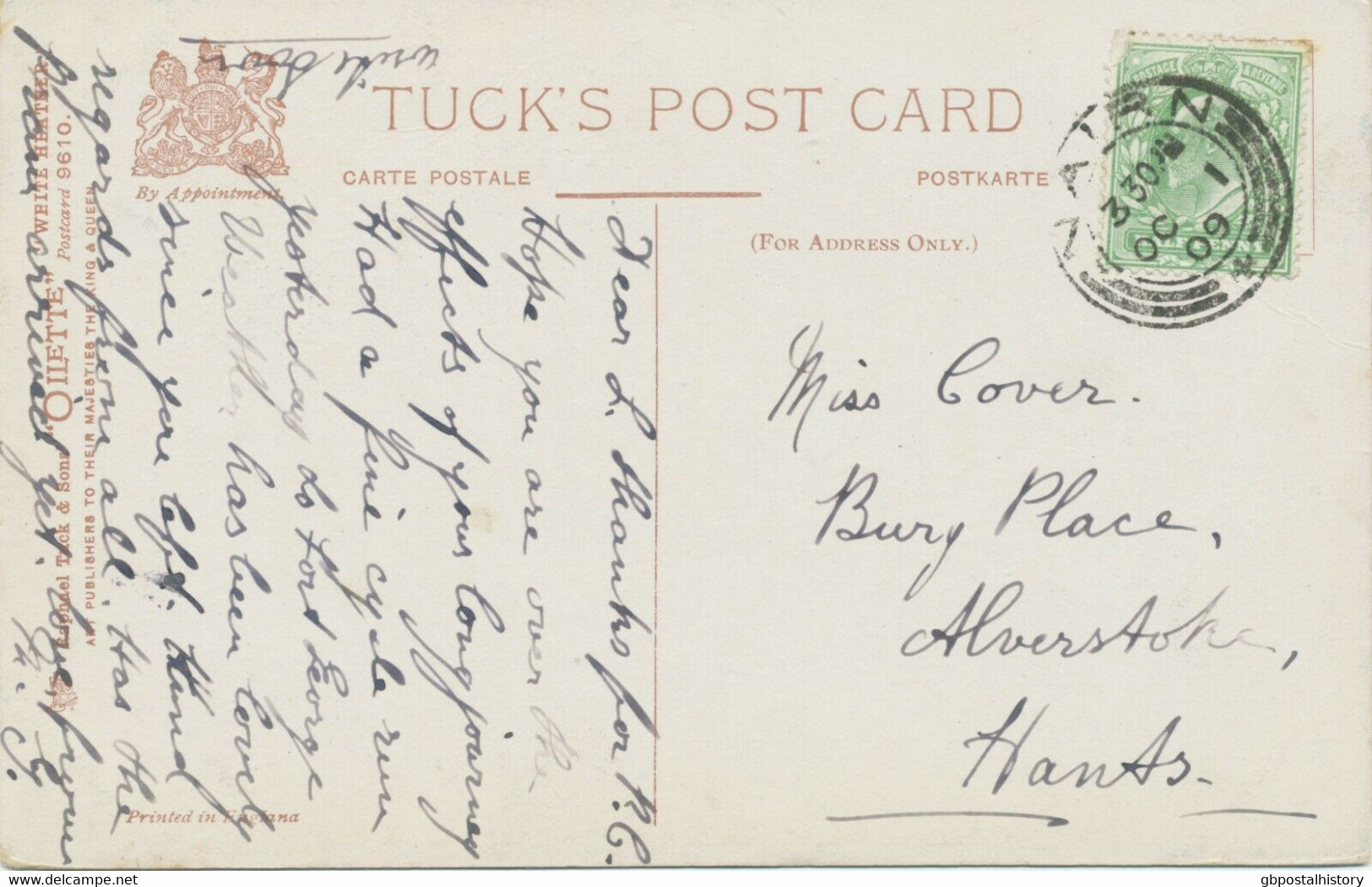 GB SCOTTISH VILLAGE POSTMARKS „NAIRN“ Superb Rare Strike (25mm, Time Code „3 30PM“) Superb Vintage Tuck‘s Oilette 1909 - Scotland