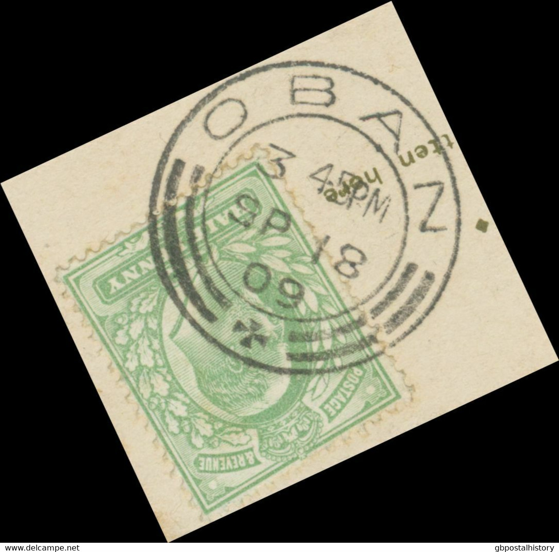 GB SCOTTIS VILLAGE POSTMARKS „OBAN“ Superb Rare Strike (25mm, Time Code „3 45PM“) Superb Postcard POSTMARK-ERROR - Scozia