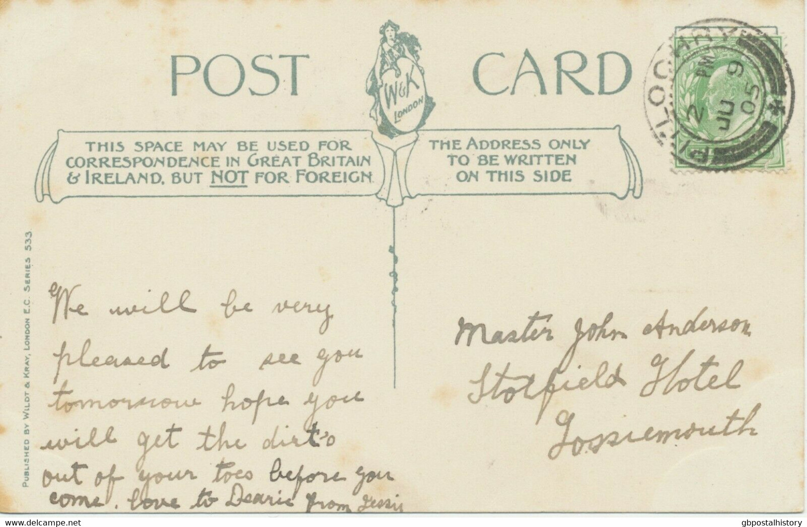 GB SCOTTISH VILLAGE POSTMARKS „PITLOCHRY“ Superb Rare Strike (26mm, Time Code „2 PM“) On Very Fine Vintage Postcard 1905 - Ecosse