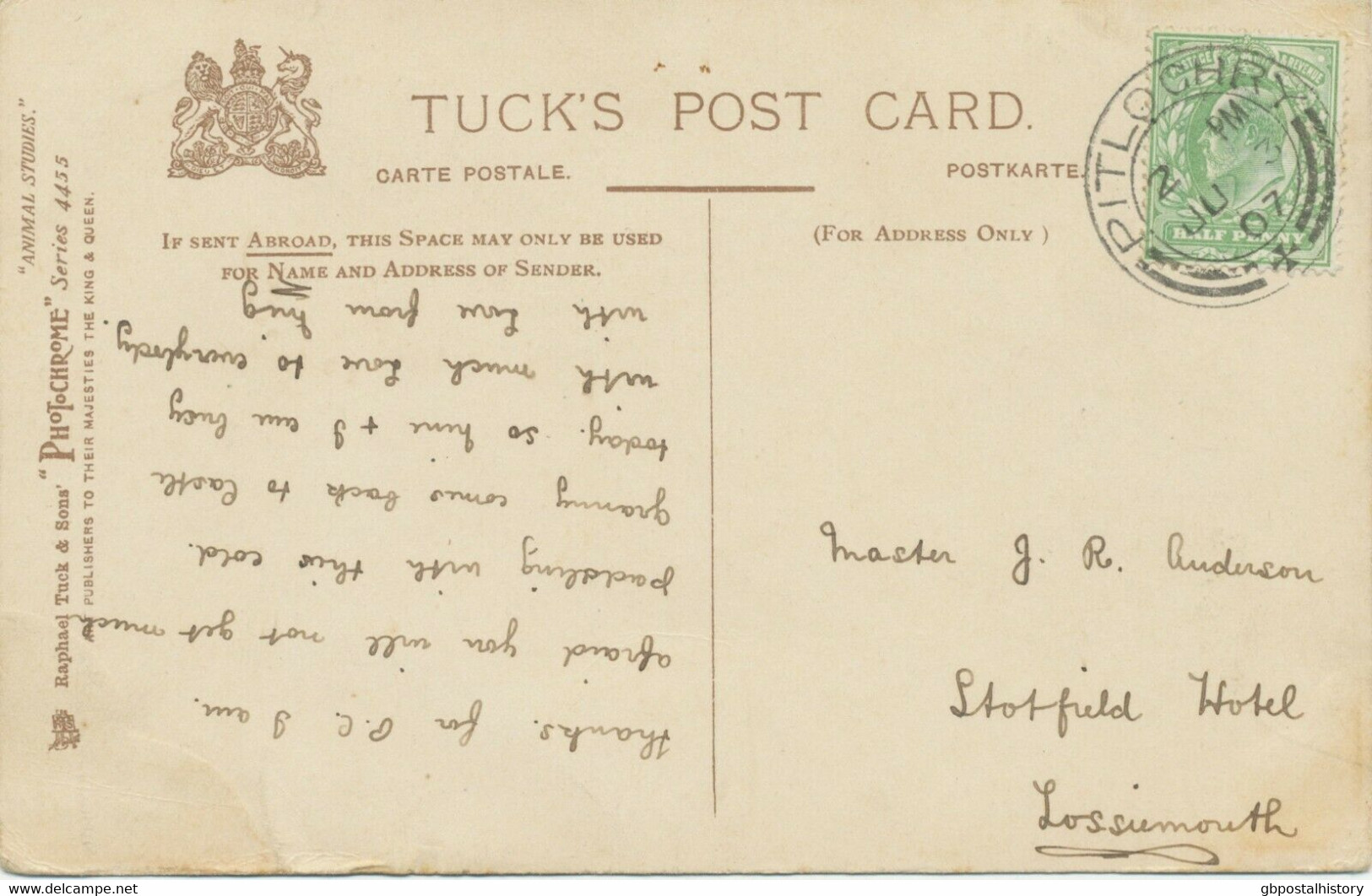 GB SCOTTISH VILLAGE POSTMARKS „PITLOCHRY“ Superb Rare Strike (26mm, Time Code „2 PM“) On Very Fine Vintage Postcard 1907 - Escocia