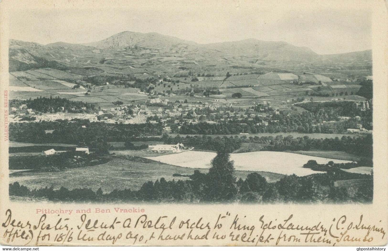 GB SCOTTISH VILLAGE POSTMARKS „PITLOCHRY“ Superb Rare Strike (26mm, Time Code „5 30PM“) On Superb Local Postcard 1903 - Scotland