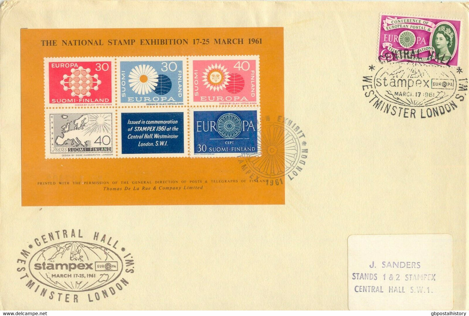 GB 1961, GB 6 P Europe CEPT Together With Commemorative Block Of The STAMPEX Cvr - Cinderelas