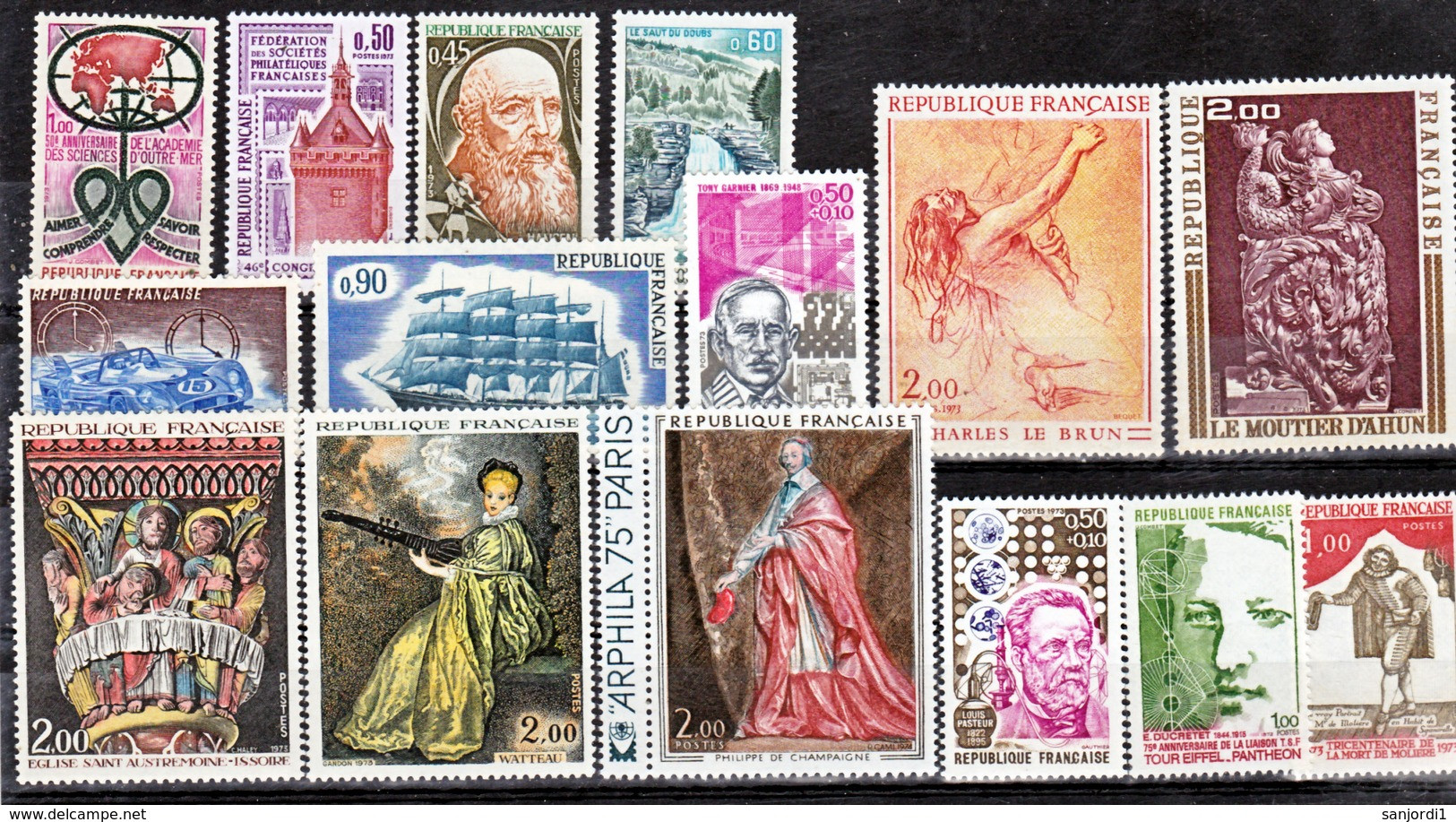 France 1973 1737 1782 Année Poste Neuf ** TB MNH SiN CHARNELa Cote 31 - 1970-1979