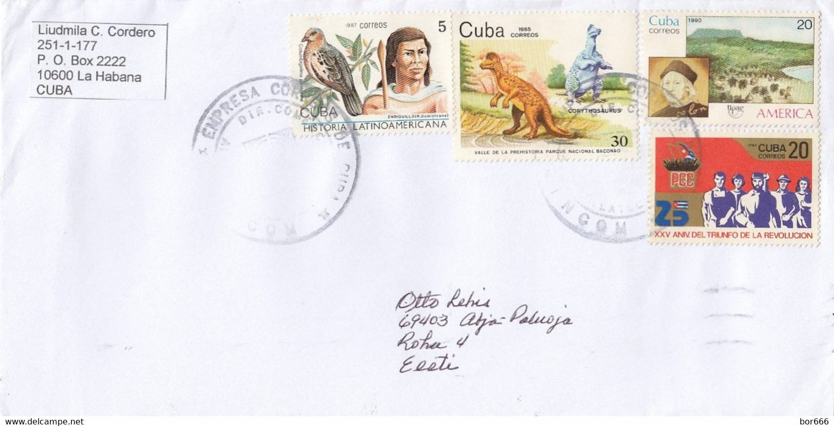 GOOD CUBA Postal Cover To ESTONIA 2020 - Good Stamped: Revolution ; Bird ; Saurus ; Columbus - Lettres & Documents