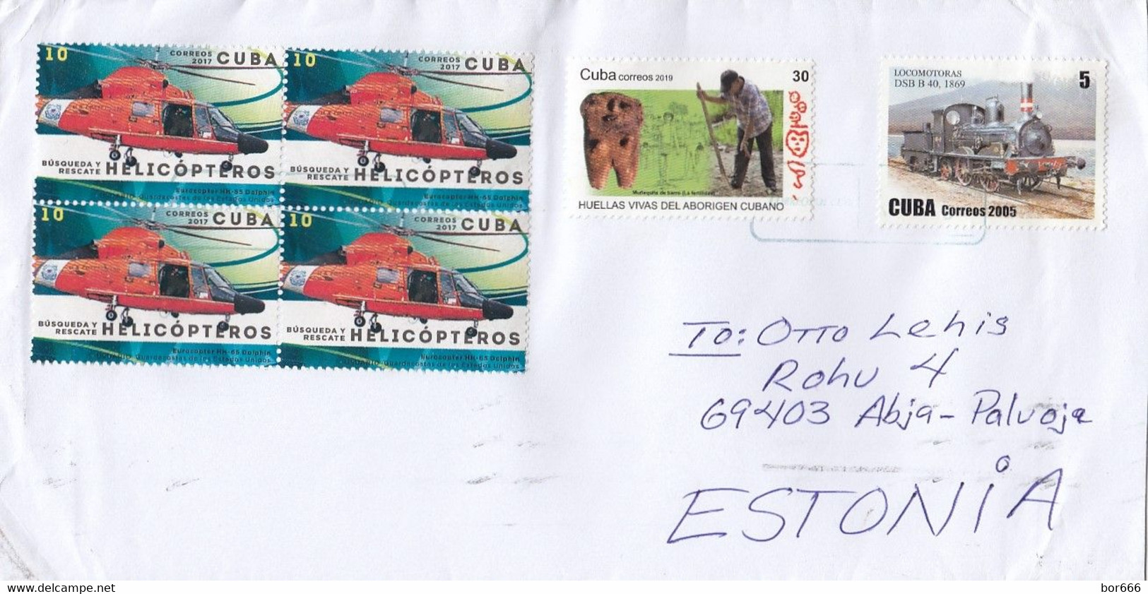 GOOD CUBA Postal Cover To ESTONIA 2020 - Good Stamped: Helicopter ; Railway - Cartas & Documentos