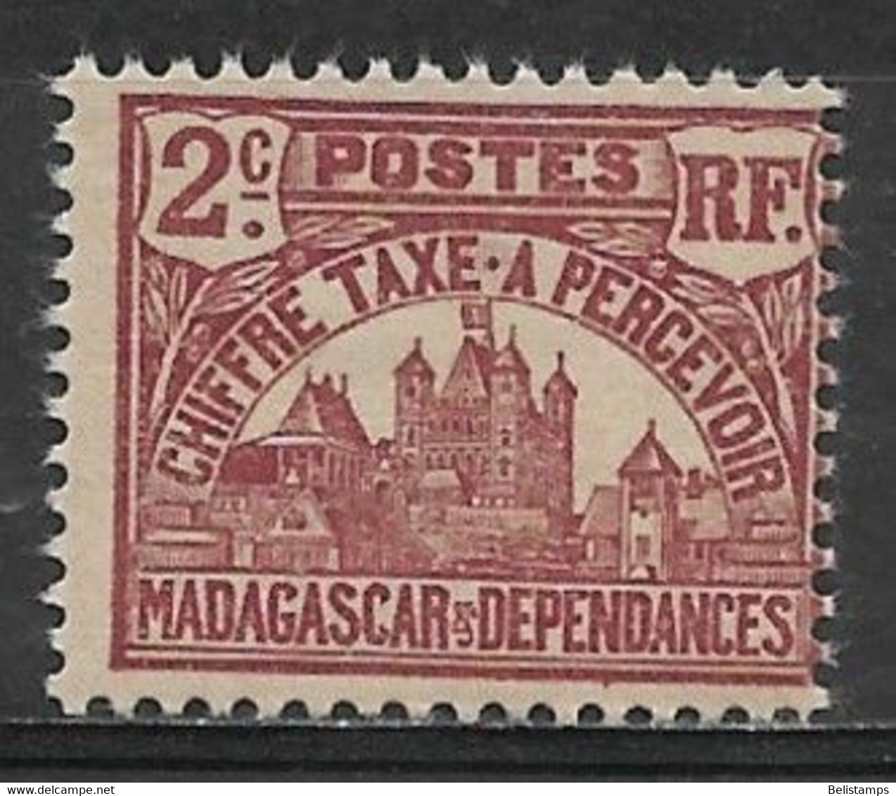 Malagasy Republic 1908. Scott #J8 (MH) Governor's Palace - Portomarken