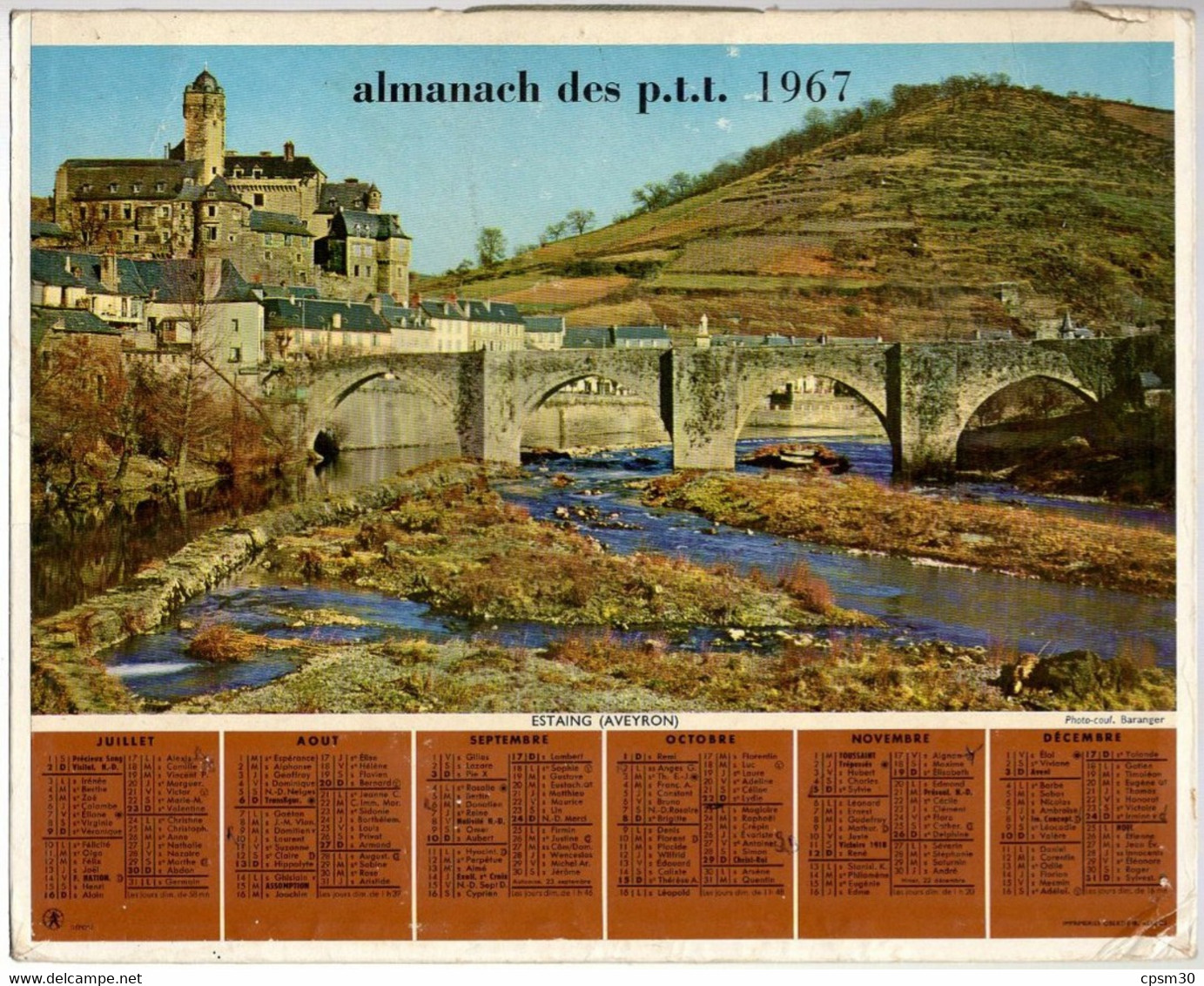 CALENDRIER GF 1967 - Barrage D'Oraison 04 Basses-Alpes, Estaing 12 Aveyron, Imprimeur Oberthur Rennes(calendrier Double) - Grand Format : 1961-70