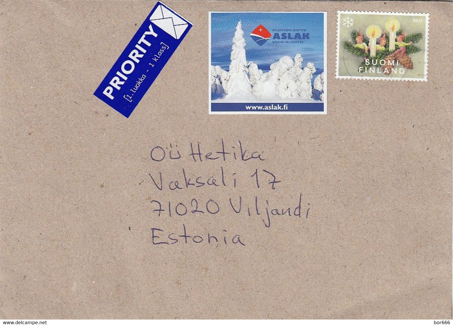 GOOD FINLAND Postal Cover To ESTONIA 2017 - Good Stamped: Christmas - Lettres & Documents