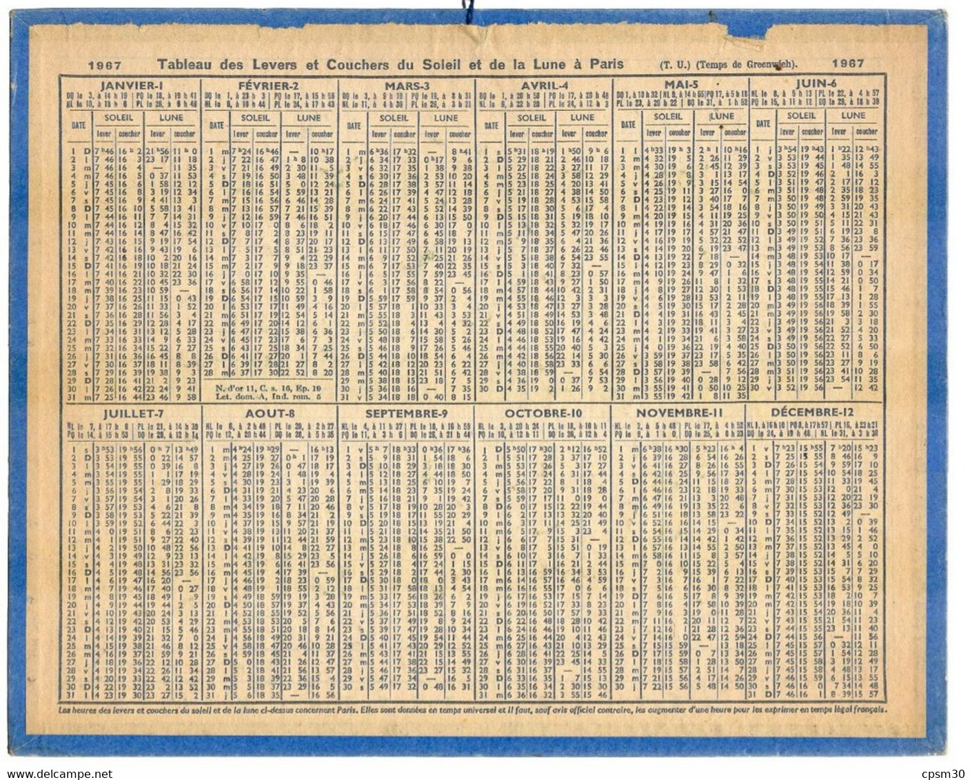 CALENDRIER GF 1967 - Rocamadour 46 Lot, Imprimeur Oberthur Rennes - Grand Format : 1961-70