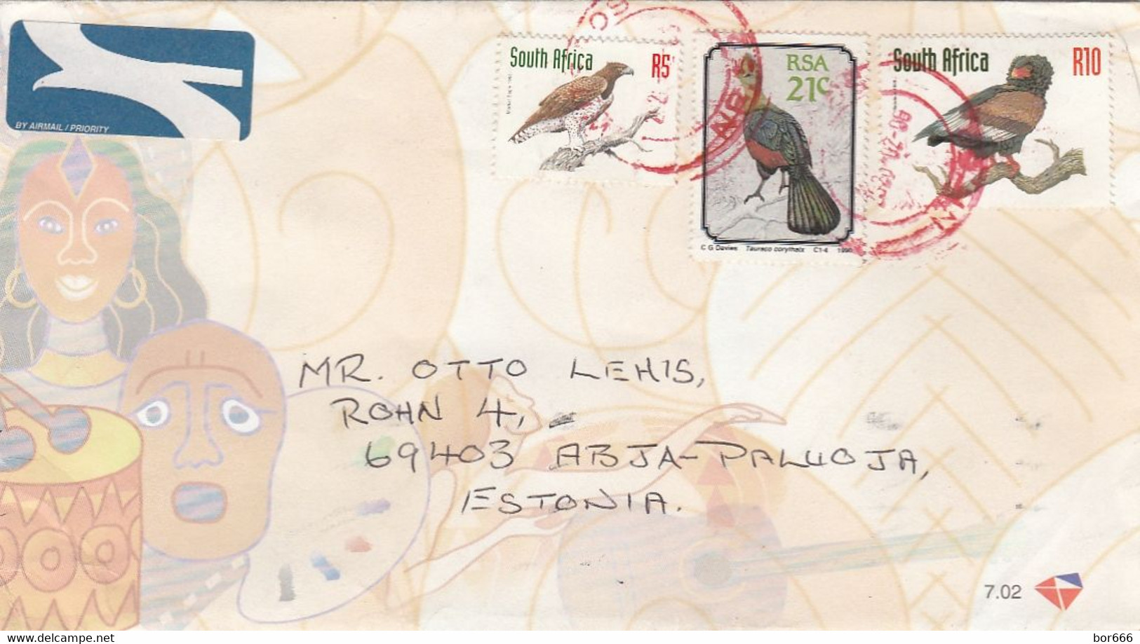 GOOD SOUTH AFRICA  Postal Cover To ESTONIA 2020 - Good Stamped: Birds - Cartas & Documentos