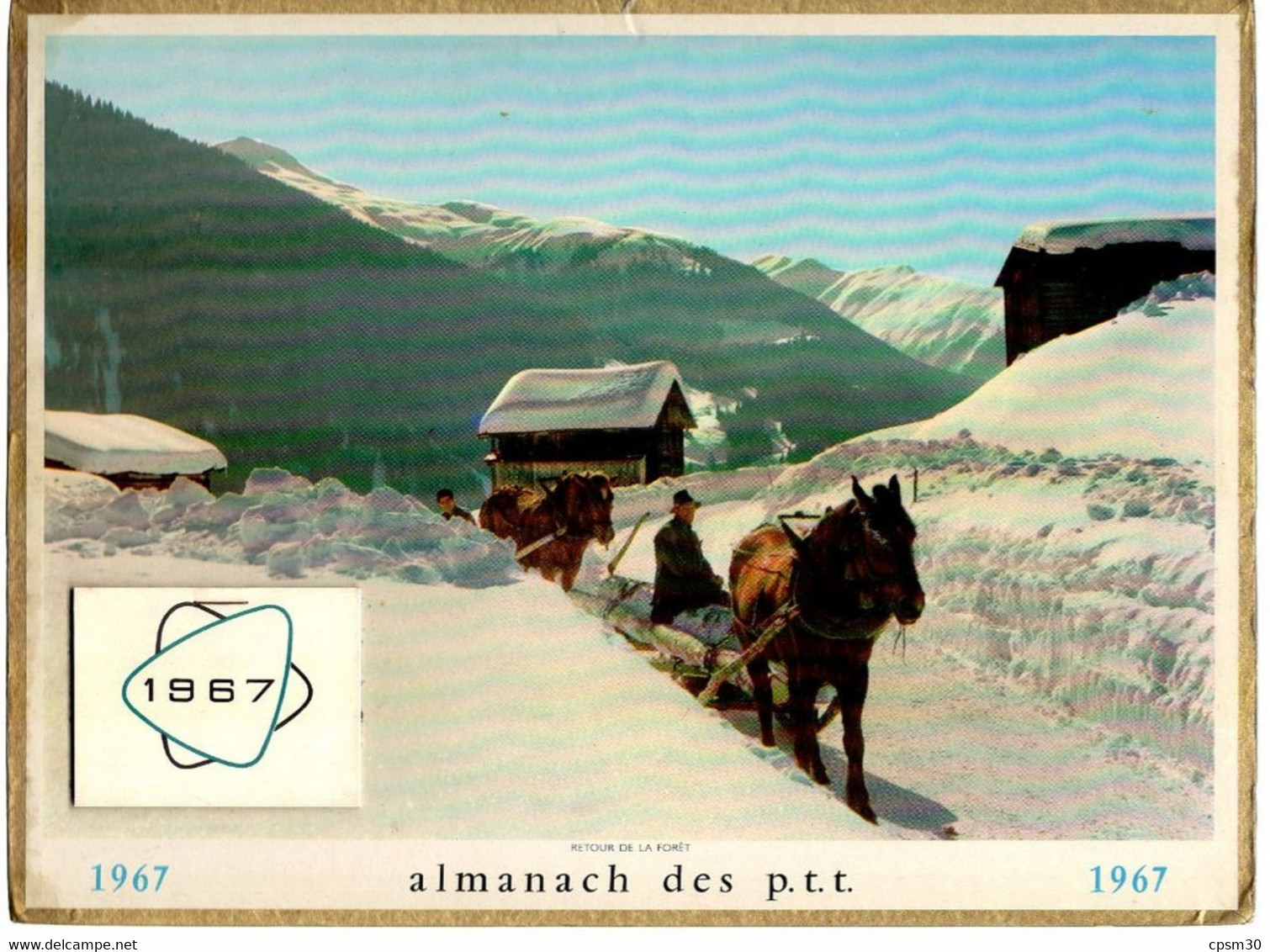 CALENDRIER GF 1967 - Retour De La Foret, Traineau à Cheval, Imprimeur Oller Paris - Grand Format : 1961-70