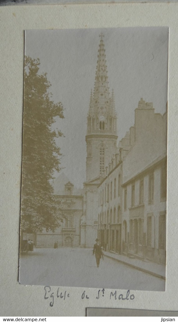 lot de 9 photos originales C. 1900 débarquement Dinard St Lunaire église St Malo St Servan bateau roue à Aube (13) KX