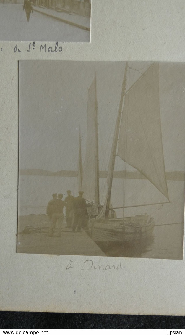 lot de 9 photos originales C. 1900 débarquement Dinard St Lunaire église St Malo St Servan bateau roue à Aube (13) KX