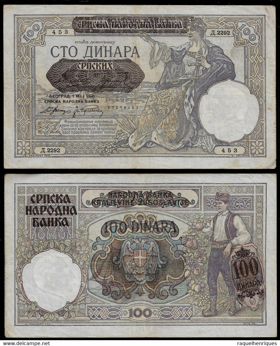 Yugoslavia - SERBIA - WWII GERMAN Occupation - 100 Dinara 1929 (1941) VF (NT#04) - Yugoslavia