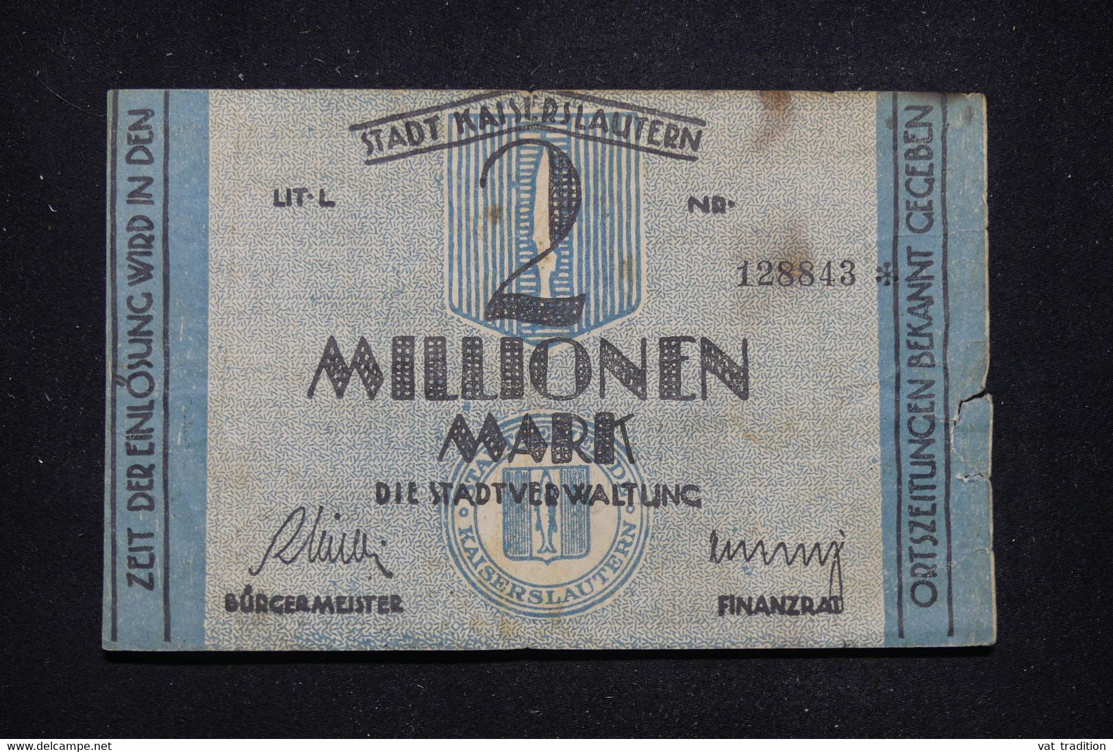 ALLEMAGNE - Billet De La Période D'inflation De 2 Millions De Mark De Kaiserslautern En 1923  - L 93523 - Zonder Classificatie