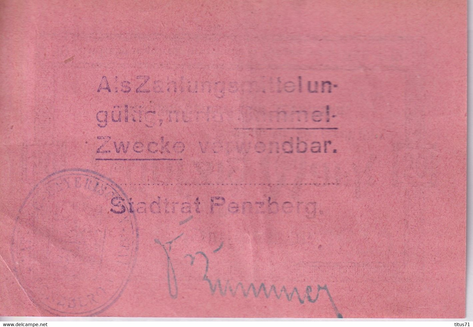 Notgeld Allemagne 50 Mark Penzberg- 23/04/1919 - Très Bon état / VF - Collections