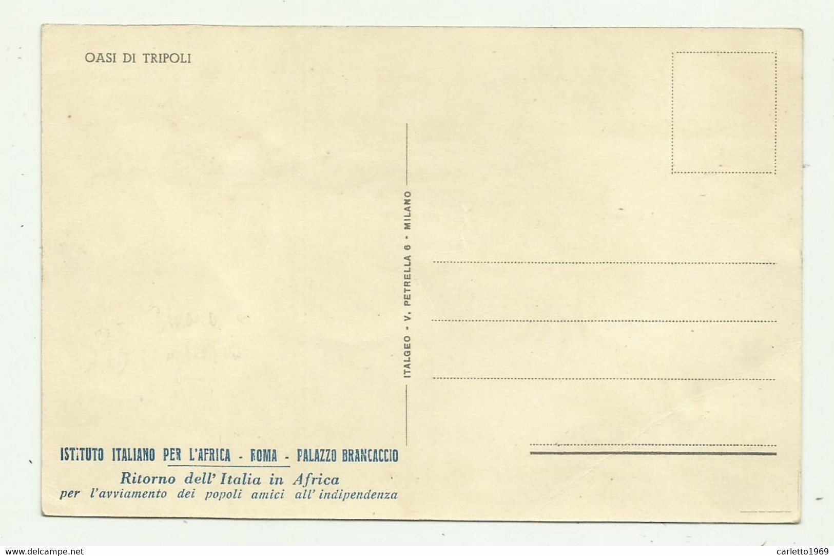 OASI DI TRIPOLI - ISTITUTO  ITALIANO PER L'AFRICA, ILLUSTRATA S.BONELLI - ROMA - NV   FP - Libia