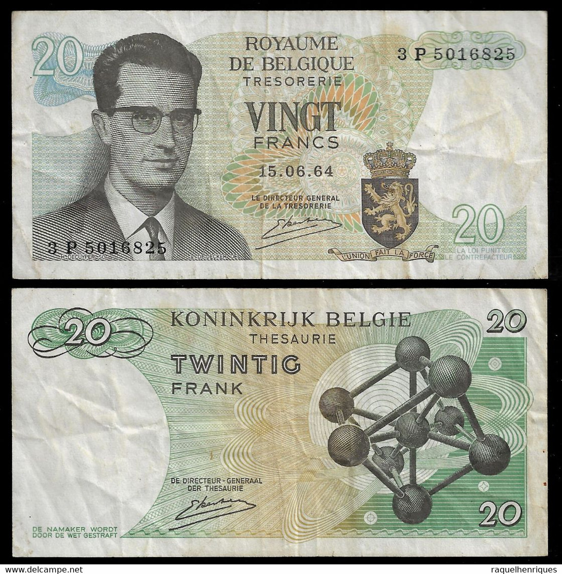 BELGIUM BANKNOTE - 20 FRANCS 1964 F/VF (NT#04) - Andere & Zonder Classificatie