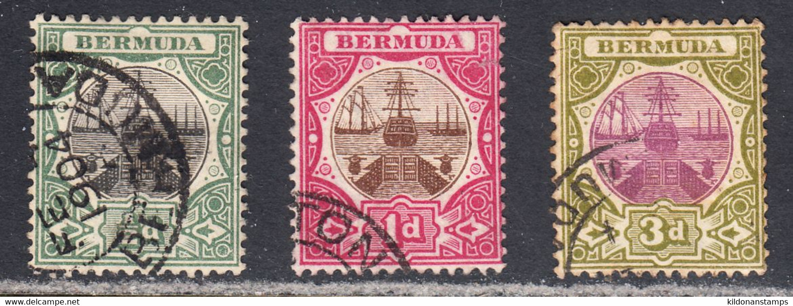 Bermuda 1902-03 Cancelled, Wmk Crown CA, SG 31-33 - Bermudas