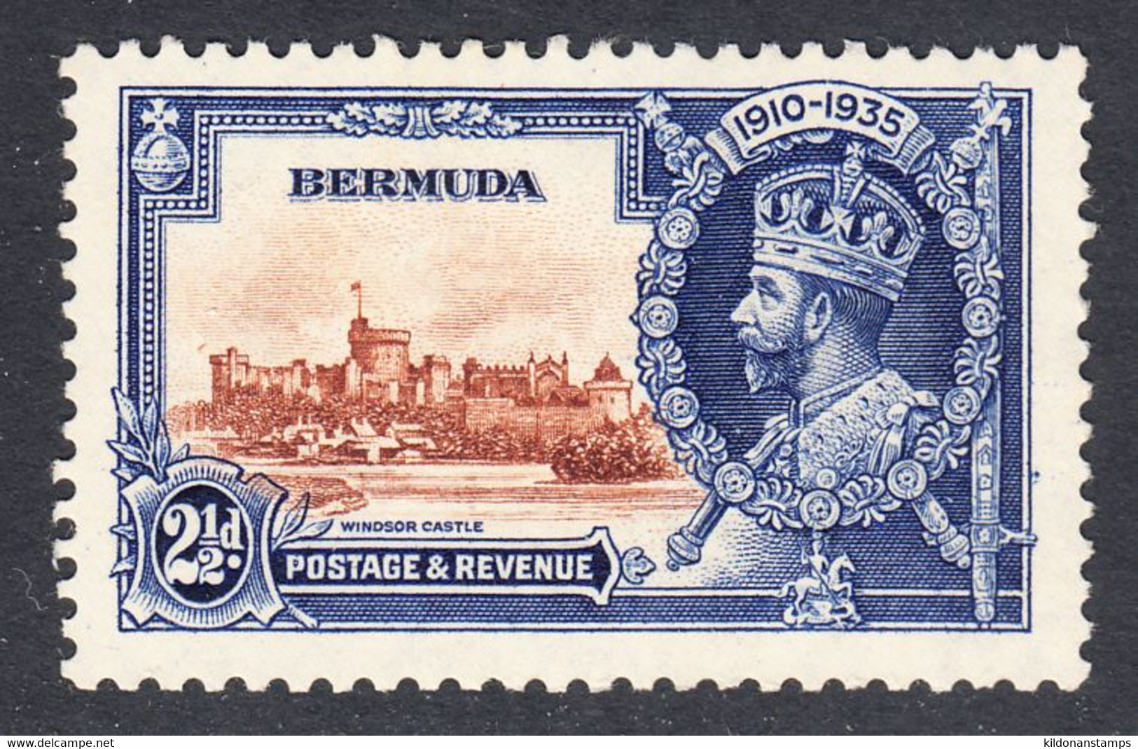 Bermuda 1935 Silver Jubilee, Mint Mounted, 'bird By Turret', Plate 7, R 1/5, SG 96m - Bermudes