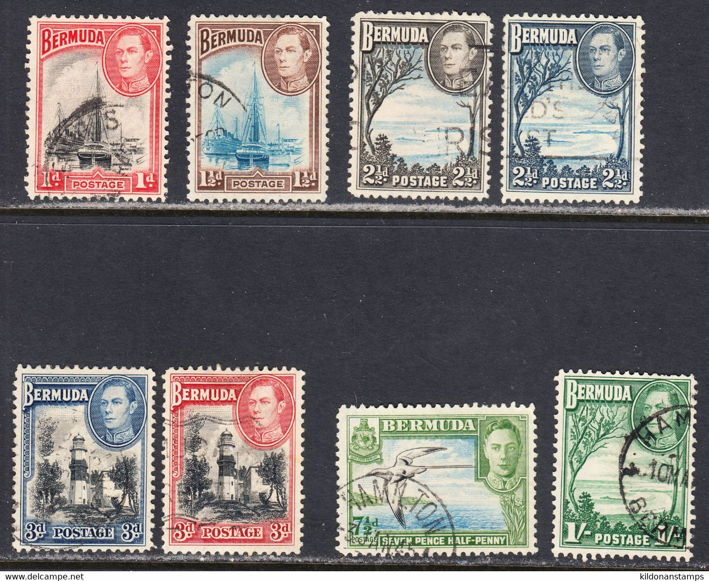 Bermuda 1938-52 Cancelled, SG 110,111,113,113a,114,114a,114b,115 - Bermudes