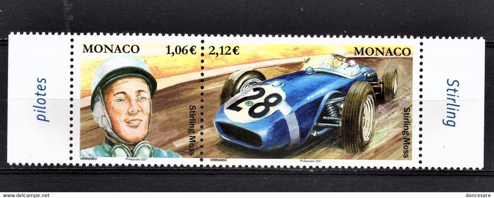 MONACO 2021 - LES PILOTES MYTHIQUES DE F1 : STIRLING MOSS  - Y.T. N° 3272 ET 3273 /   NEUF ** - Unused Stamps