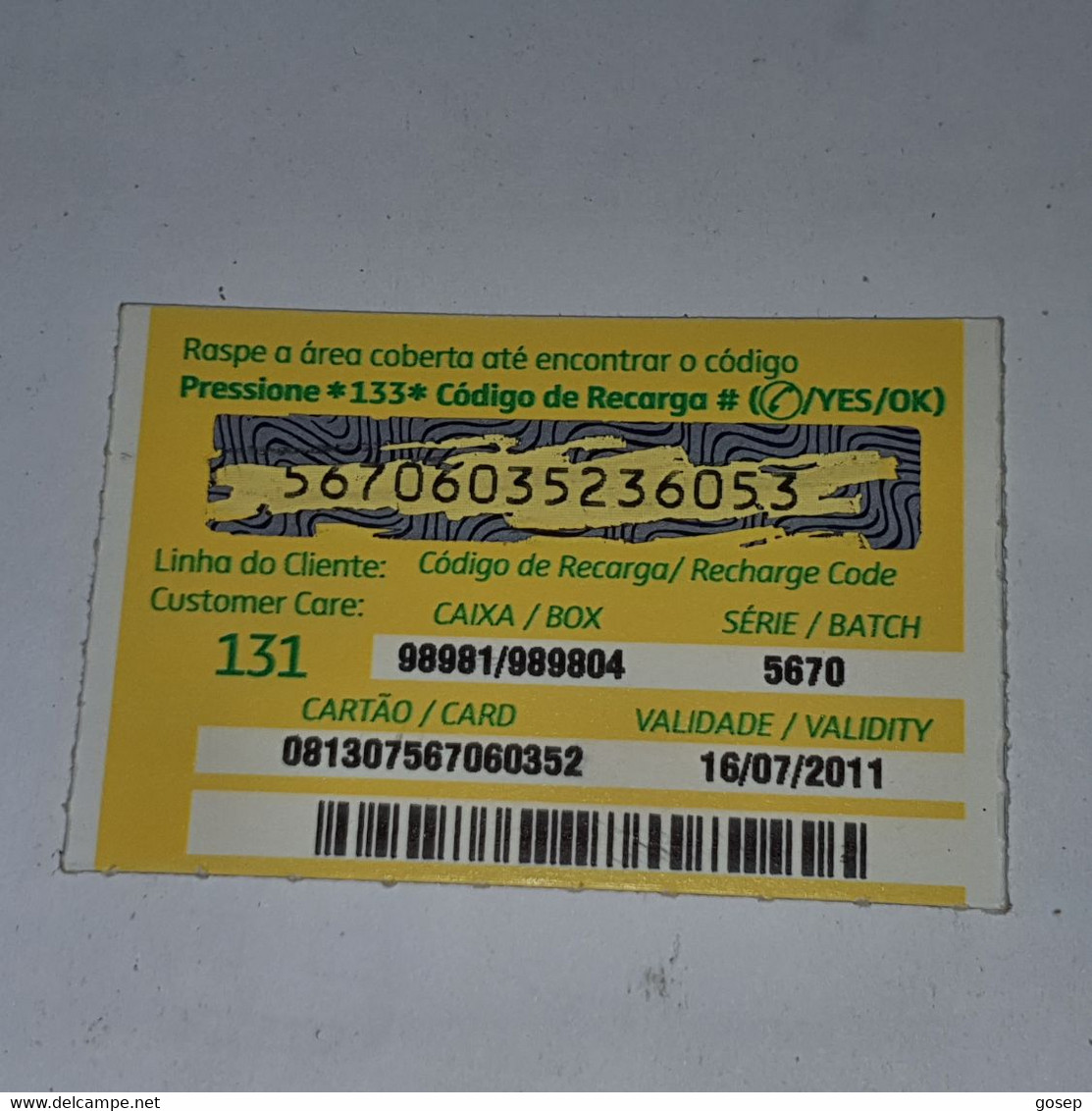 Mozambique-(MZ-MCE-REC-0008/2)-(21)-Giro De 100-(56706035236053)-(16/7/2011)-(look Out Side)-used Card - Moçambique