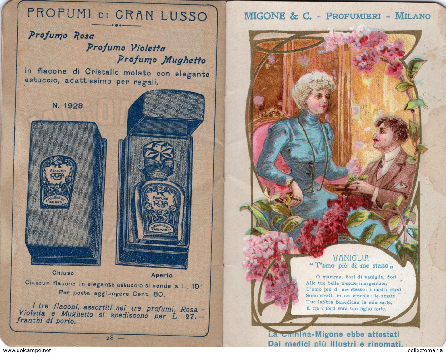 1 Carnet Booklet  PARFUM  Profumo Migone  1912 Calendrier Florealia