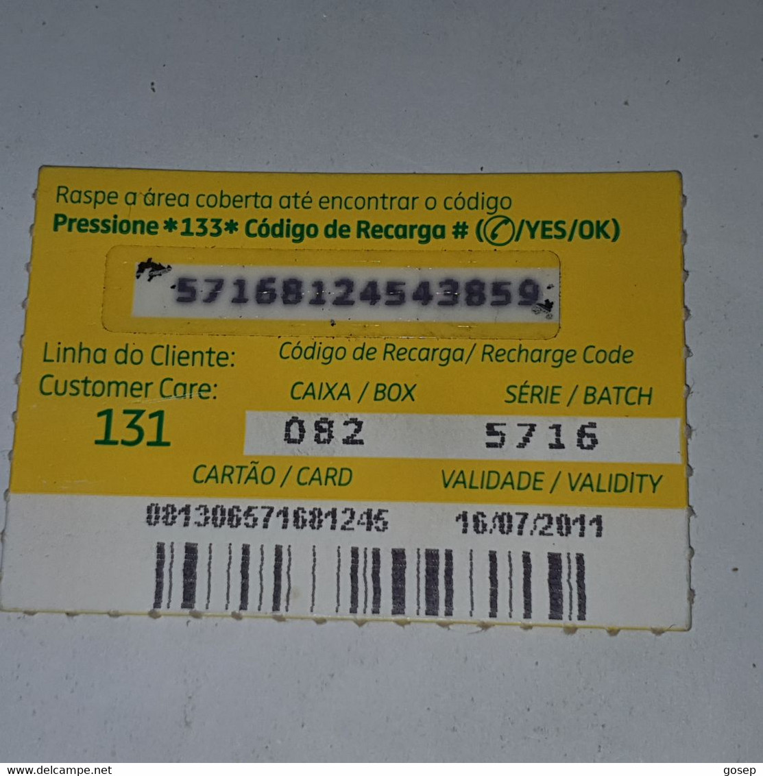 Mozambique-(MZ-MCE-REC-0008A/2)-(26)-Giro De 100-(57168124543859)-(16/7/2011)-(look Out Side)-used Card - Mozambique