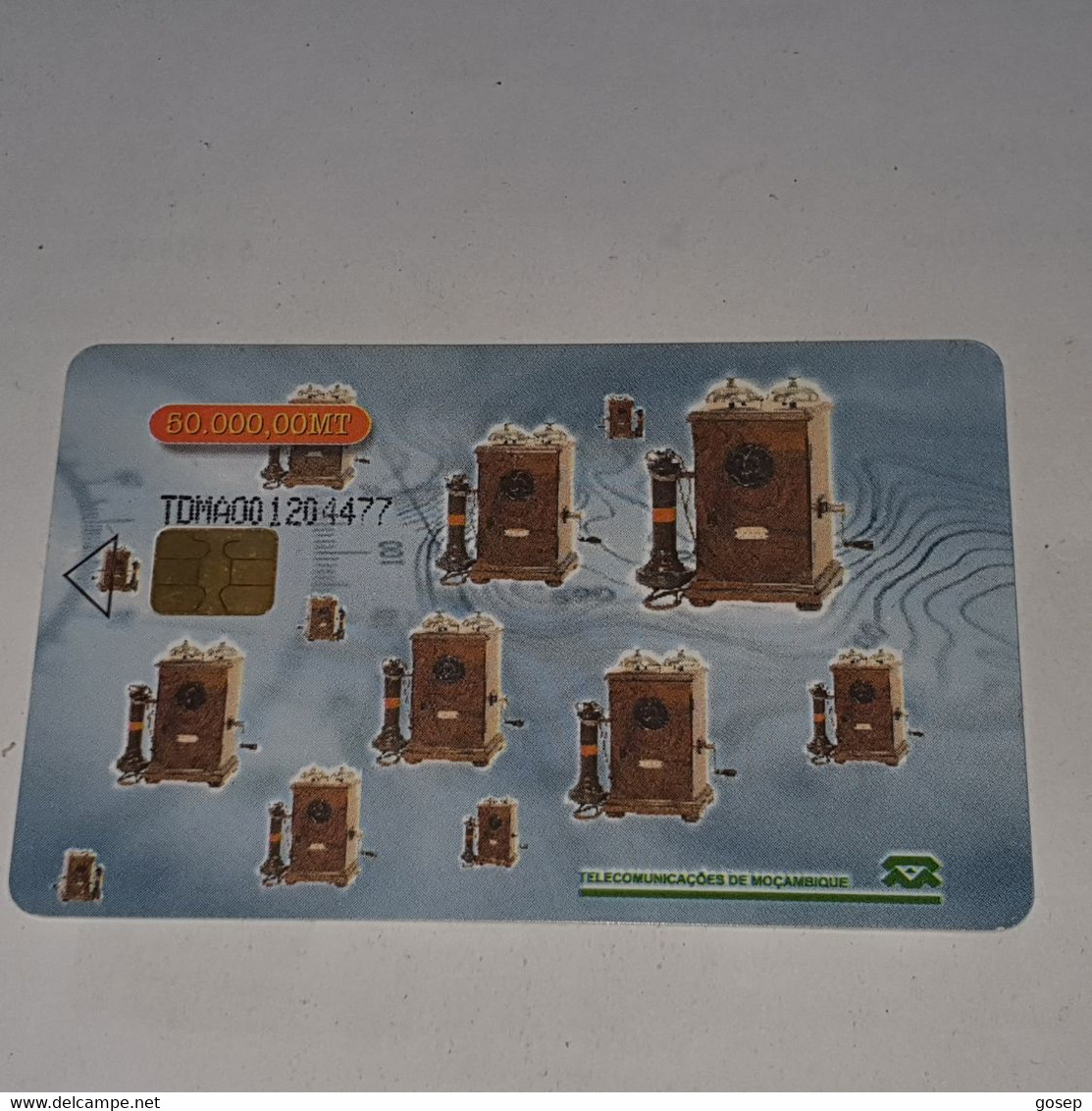 Mozambique-(MZ-TEL-0015)-(29)-old Telephone 5-(TDMA001204477)-(1/2000)-(50.000.00MT--CHIP)-used Card+1card Prepiad Free - Mozambico