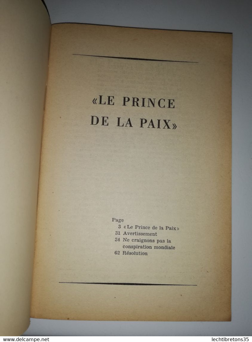 1947 Très Rare Ancien Livre LE PRINCE De La Paix Photo Drama USA Watch-Tower Bible Jéhovah - Religion