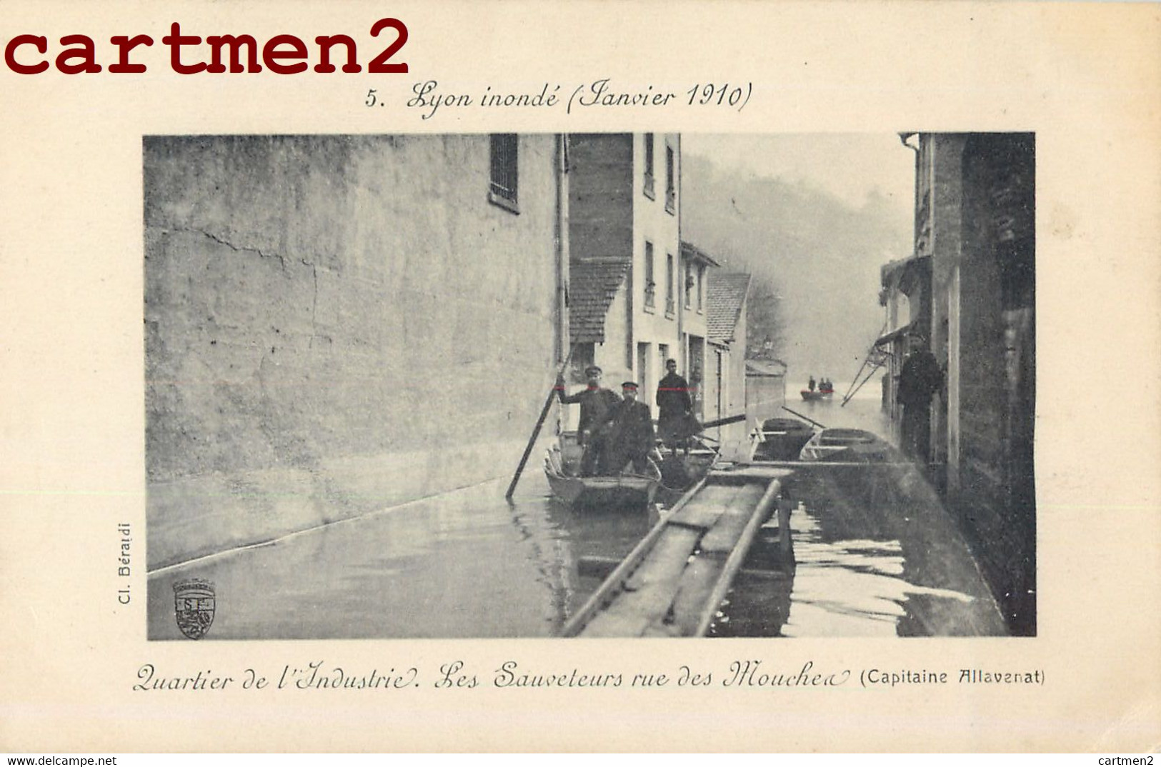 LYON VAISE INONDE INONDATIONS 1910 QUARTIER DE L'INDUSTRIE SAUVETEURS RUE DES MOUCHER CAPITAINE ALLAVENAT 69 - Lyon 9