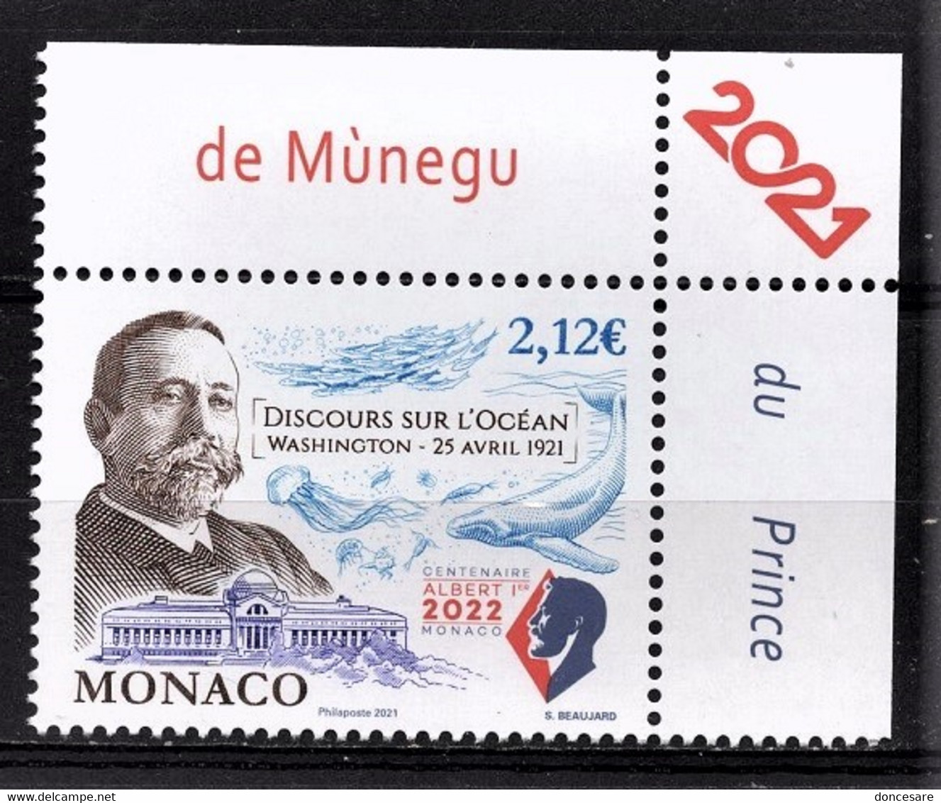 MONACO 2021 - CENTENAIRE DU DISCOURS SUR L'OCÉAN DU PRINCE ALBERT IER - Y.T. N° 3266 /  NEUF ** - Unused Stamps