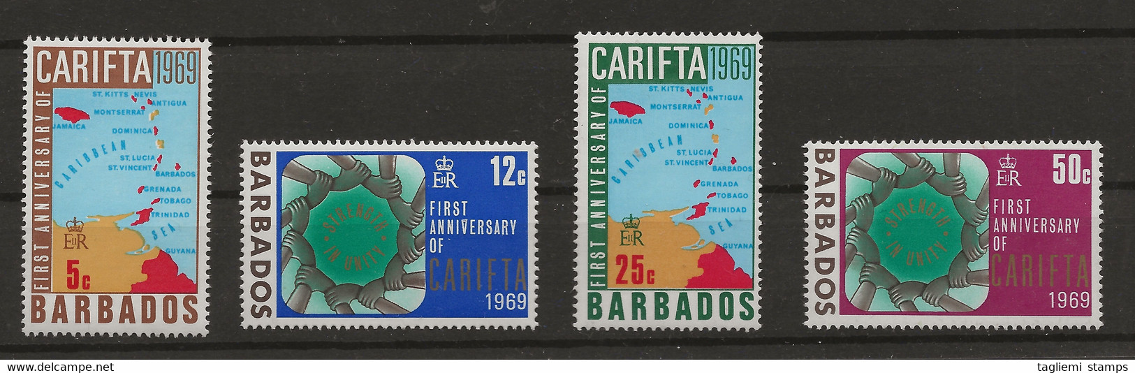 Barbados, 1969, SG 386 - 389, Carifta, Complete Set Of 4, MNH - Barbados (1966-...)