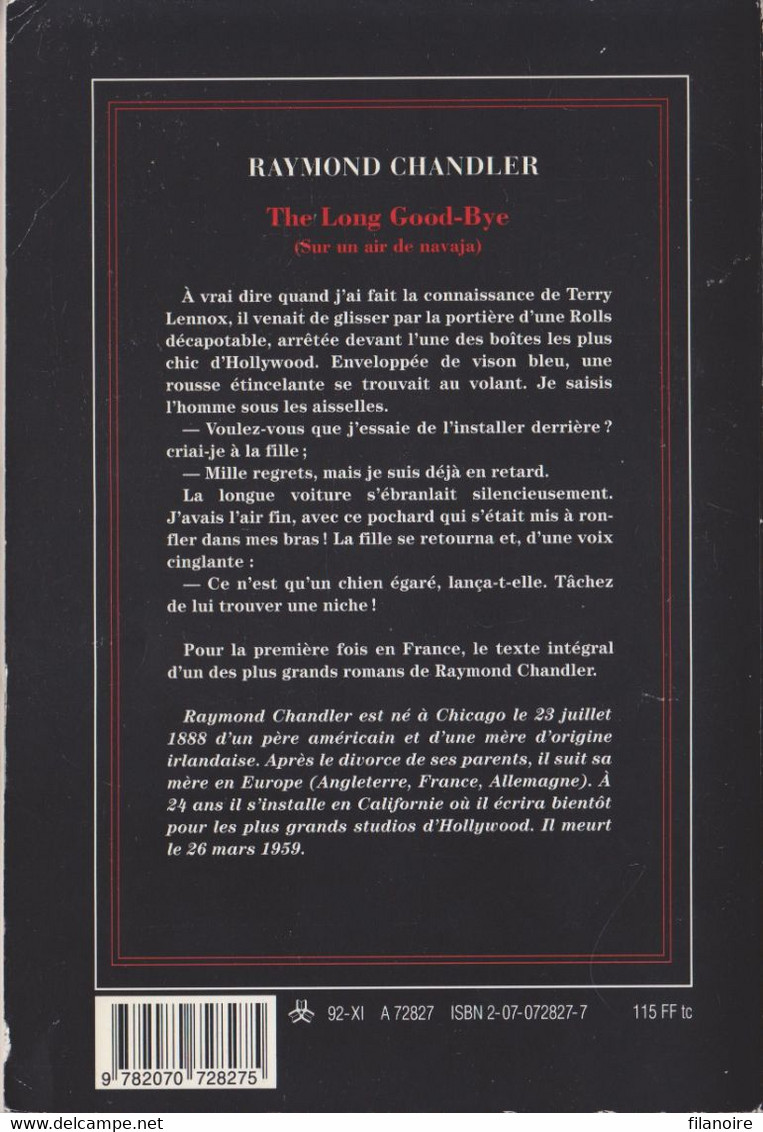 Raymond CHANDLER The Long Good-Bye Gallimard La Noire (1993) - NRF Gallimard