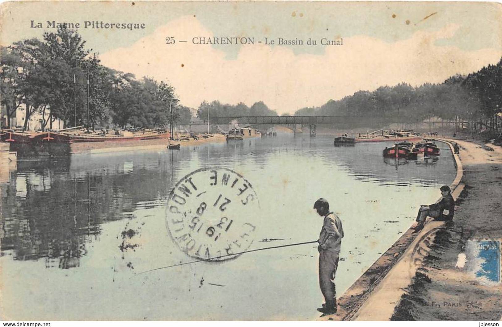 VAL DE MARNE  94  "LA MARNE PITTORESQUE" N°25 - CHARENTON - LE BASSIN DU CANAL - PECHEUR, PENICHES - Charenton Le Pont