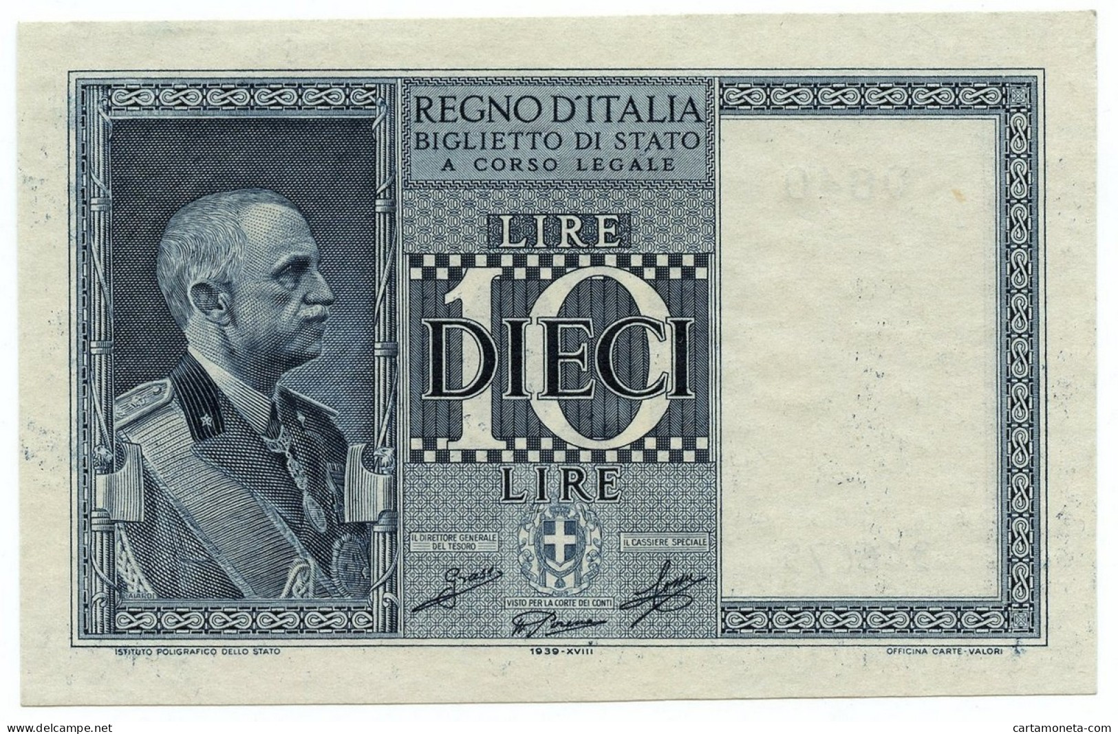 10 LIRE BIGLIETTO DI STATO VITTORIO EMANUELE III FASCIO 1939 XVIII FDS-/FDS - Regno D'Italia – Autres