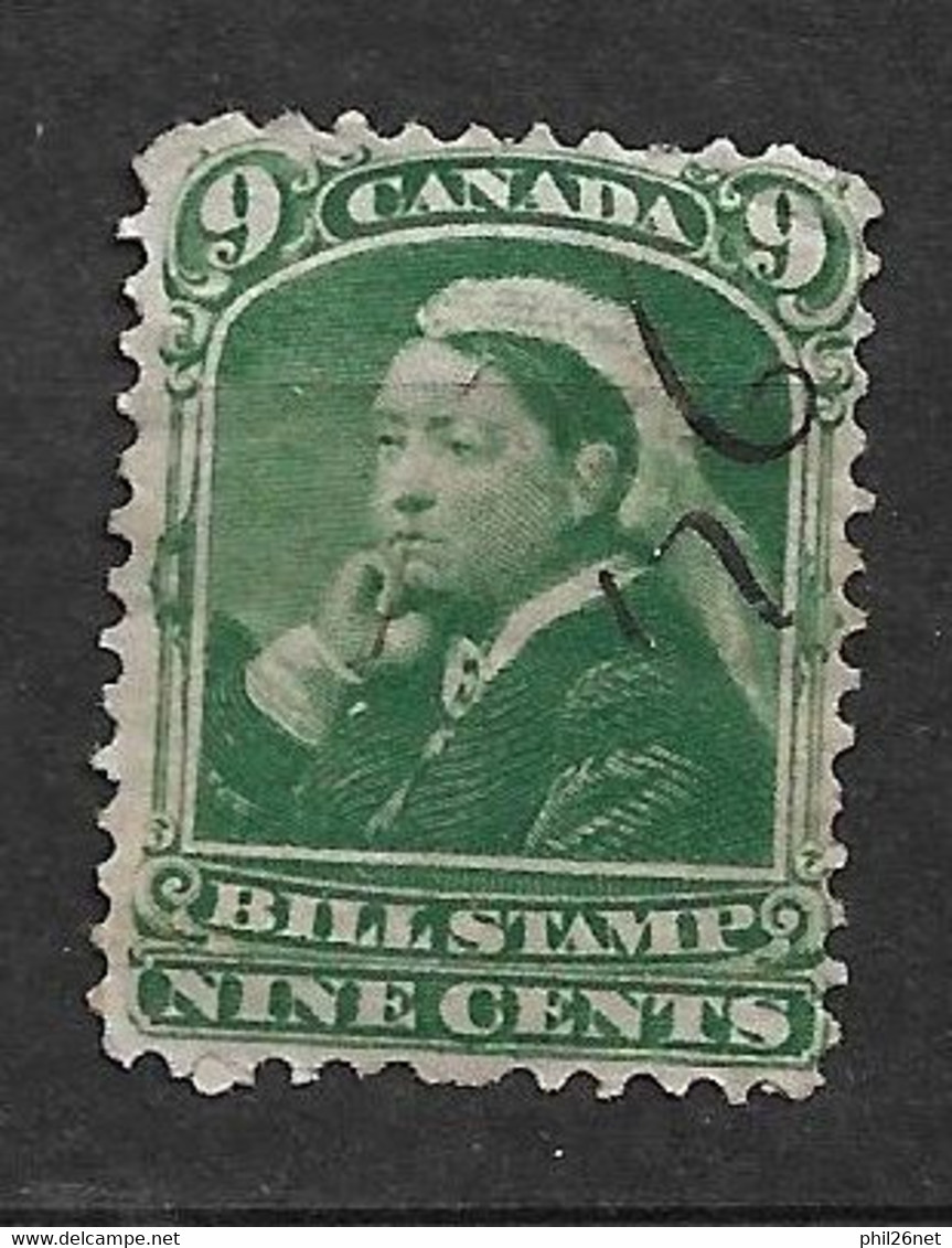 Canada  Fiscal Victoria  9 Cents Vert Oblitéré       B/TB  Voir Scans   - Steuermarken