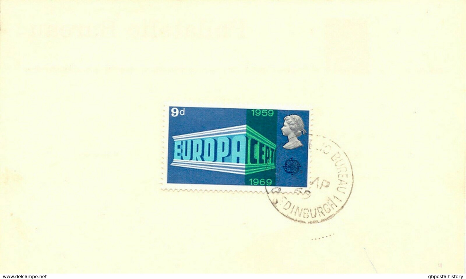 GB 1969 GB Europe-CEPT 9 D FDC !!! As A Rare Postage Single Franking VF Card - 1952-1971 Em. Prédécimales