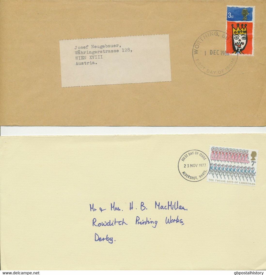 GB 1966/81 5 Different CHRISTMAS FDC‘s With FDI‘s Of WORTHING, SUSSEX; ALDERSHOT - 1952-1971 Pre-Decimal Issues