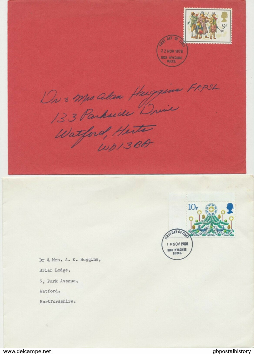 GB 1966/81 5 Different CHRISTMAS FDC‘s With FDI‘s Of WORTHING, SUSSEX; ALDERSHOT - 1952-1971 Pre-Decimal Issues
