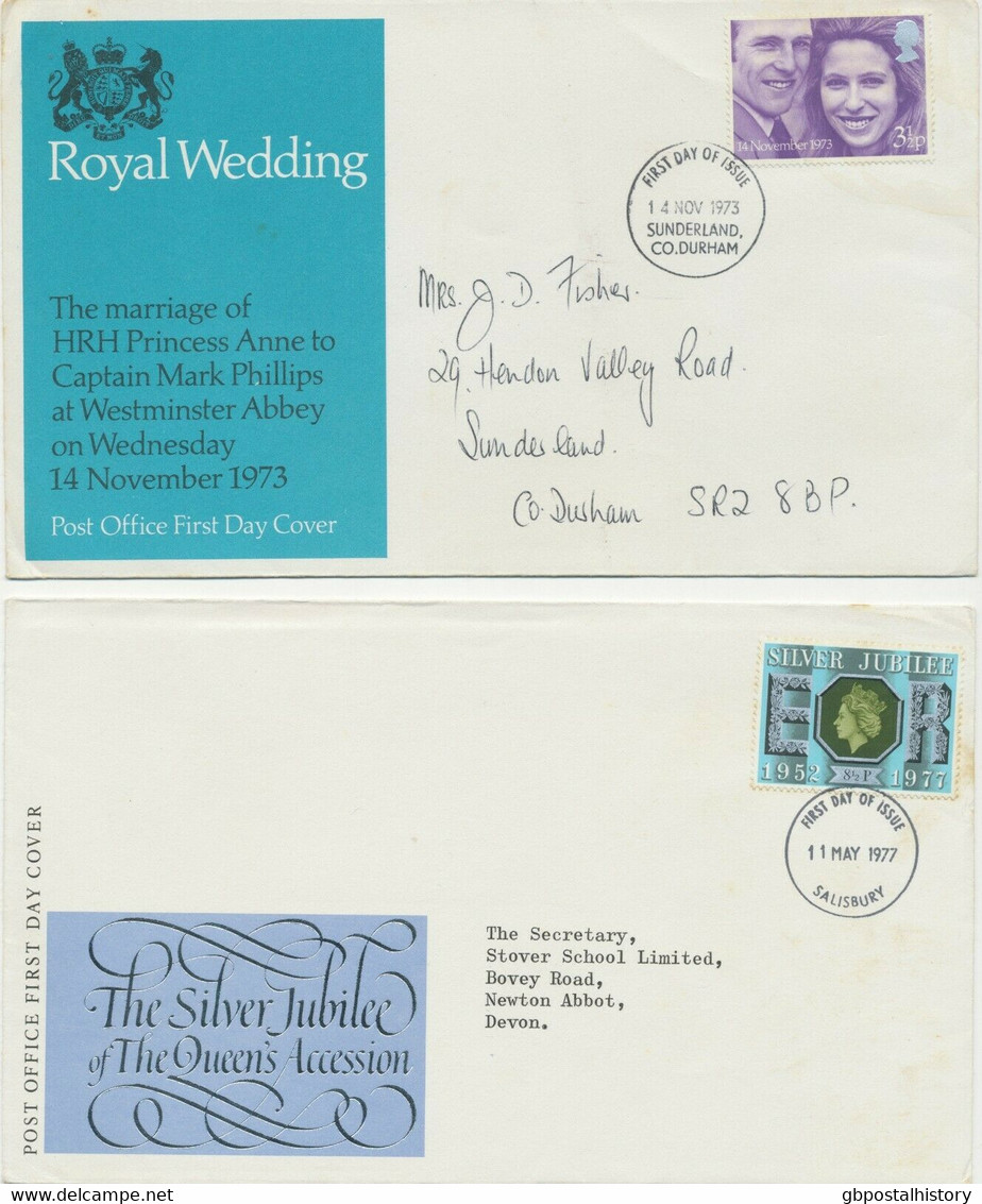 GB 1973/80 Royalty 5 Different Superb Used FDC‘s W FDI‘s Of SUNDERLAND CO.DURHAM, SALISBURY, HAMPSTEAD (NO FDC R-Cover) - 1971-80 Ediciones Decimal