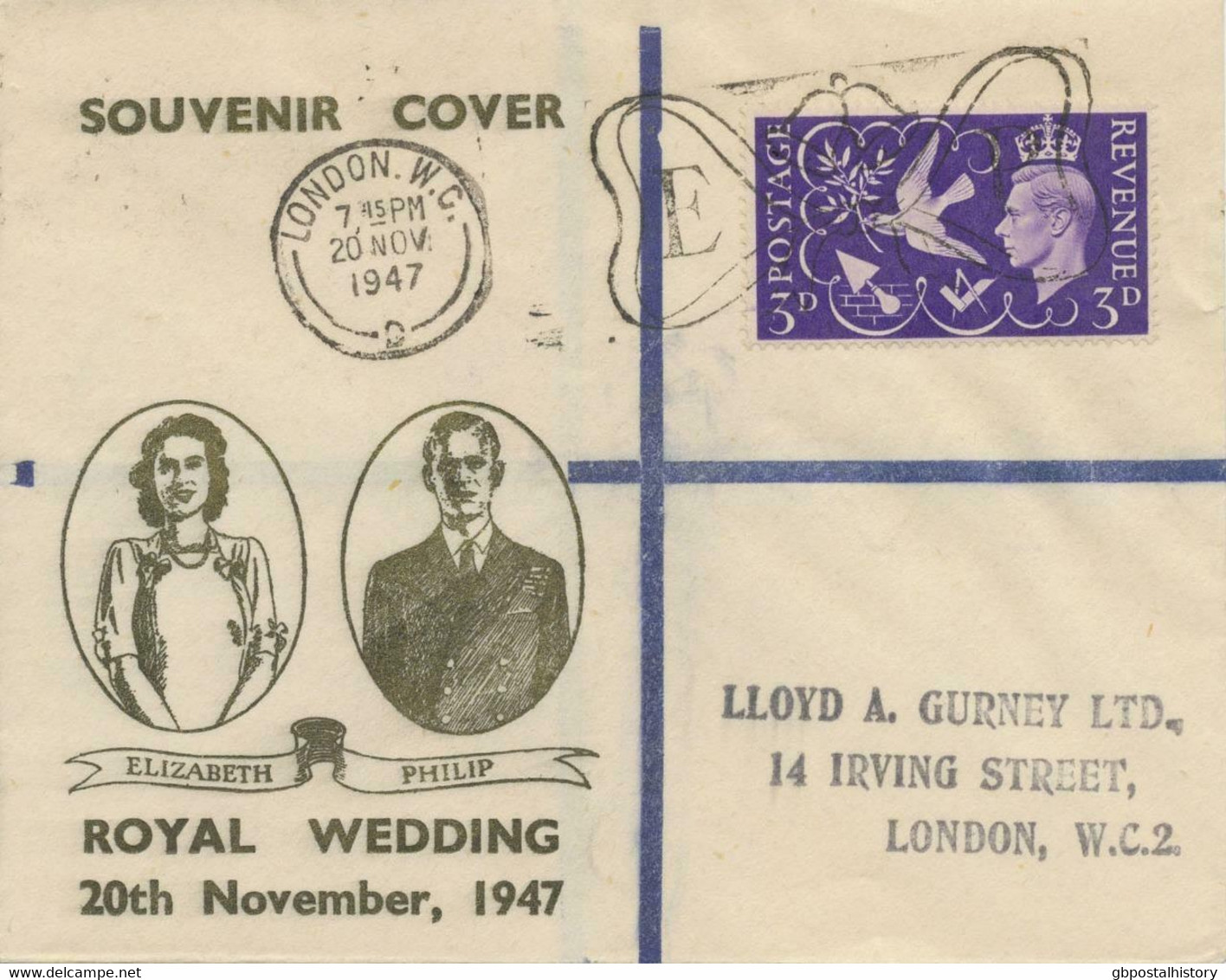 GB 1947 3d Peace Agreement On Lovely Souvenir Cover Royal Wedding Elisabeth II - ....-1951 Pre Elizabeth II