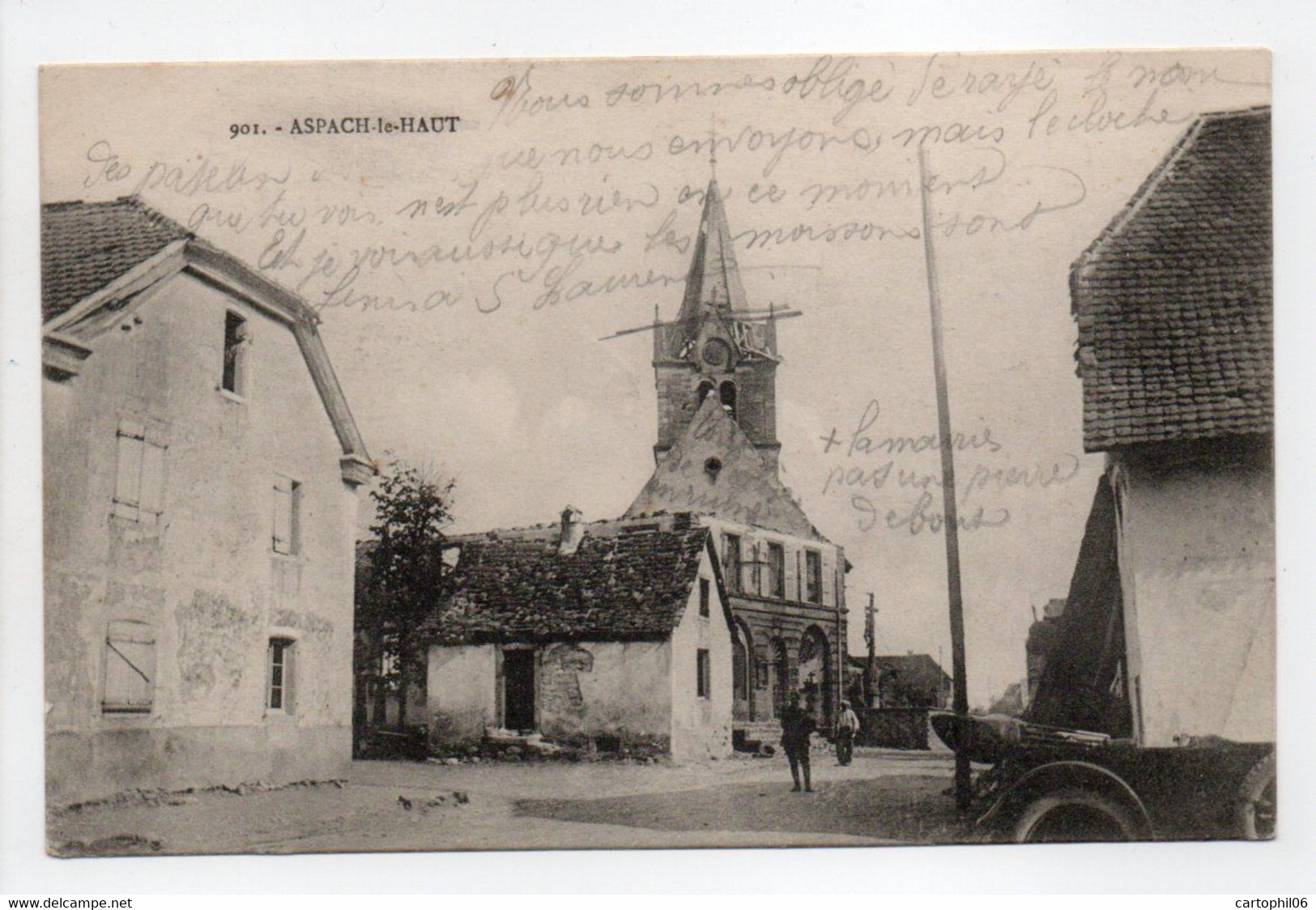 - CPA ASPACH-LE-HAUT (68) - Place De L'Eglise 1915 - Edition Chadourne 901 - - Sonstige & Ohne Zuordnung